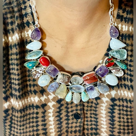 Muti-Gemstone Statement Necklace - Picture 15 of 15